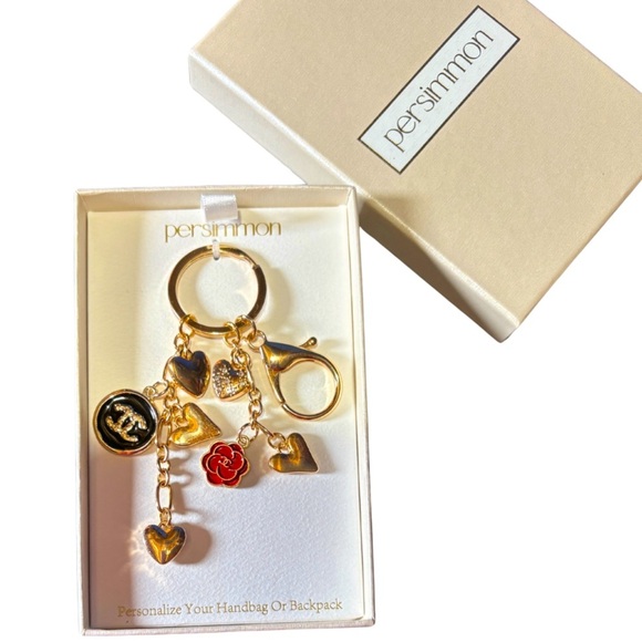 Two (2) CHANEL Stamped Zipper Pull Charms on Unbranded Keychain, EUC - Picture 1 of 8